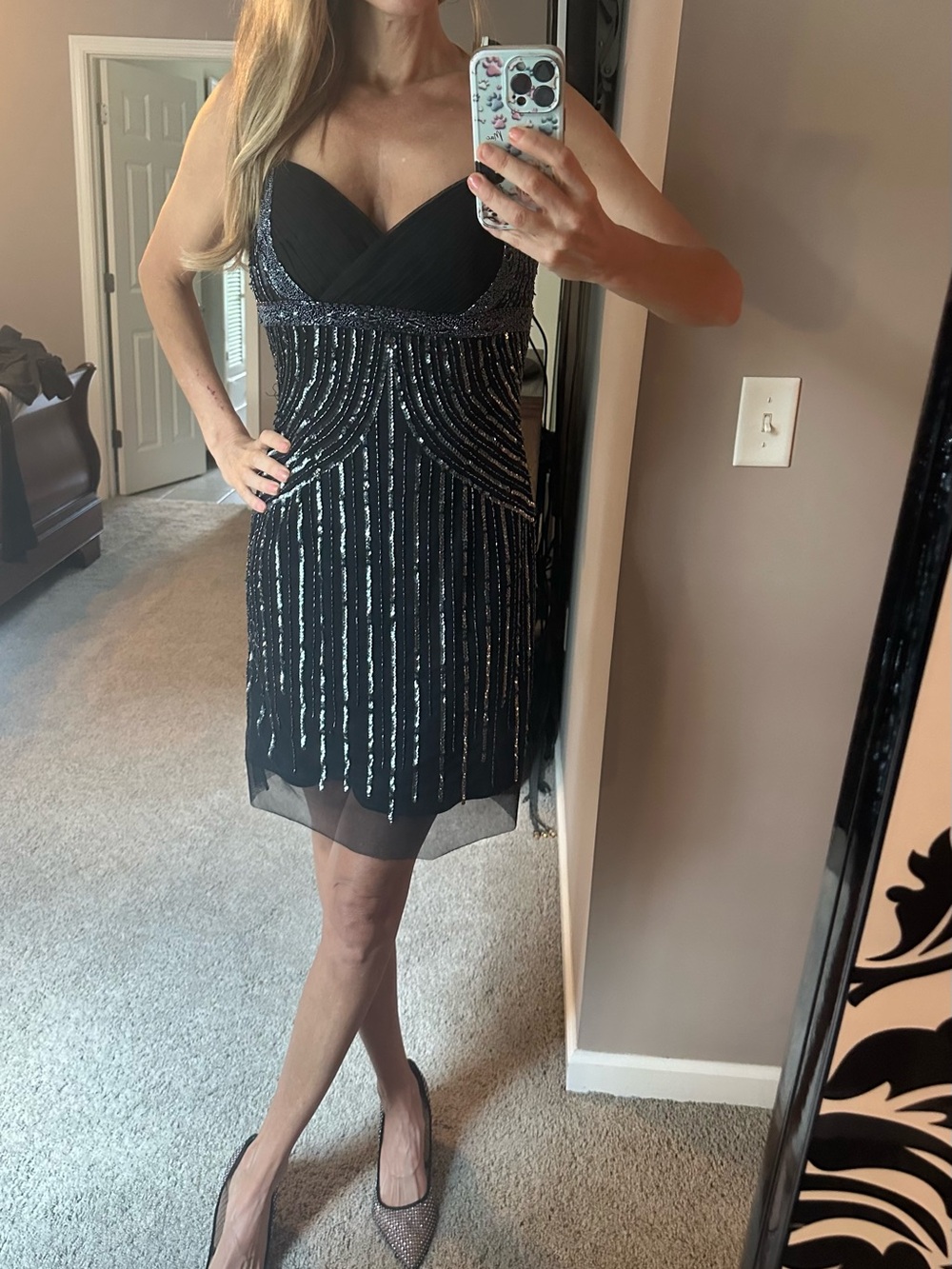Black sequence cocktail dress -